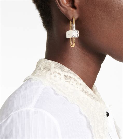 givenchy lock asymmetrical earrings|Lock asymmetric earrings in gold .